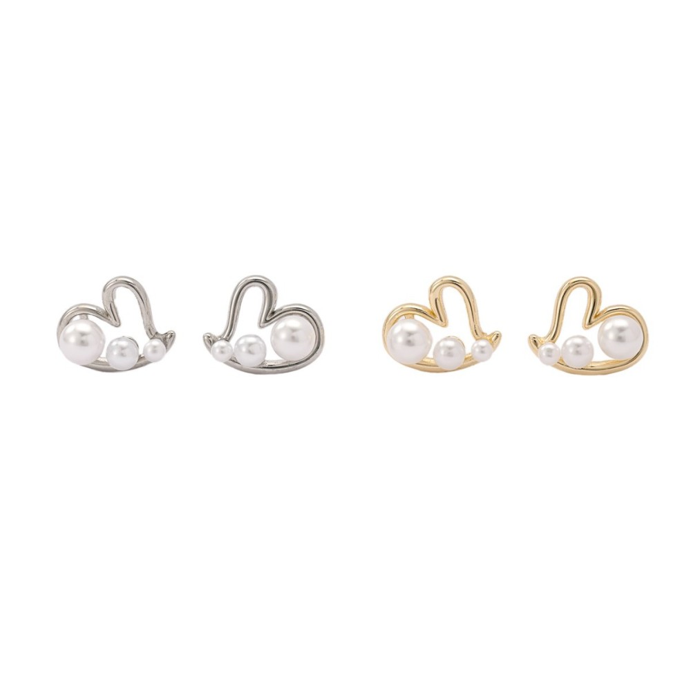 925 Sterling Silver Vintage Heart Pearl Stud Earrings Women's Trendy New Style High-End Unique Design Jewelry Accessories