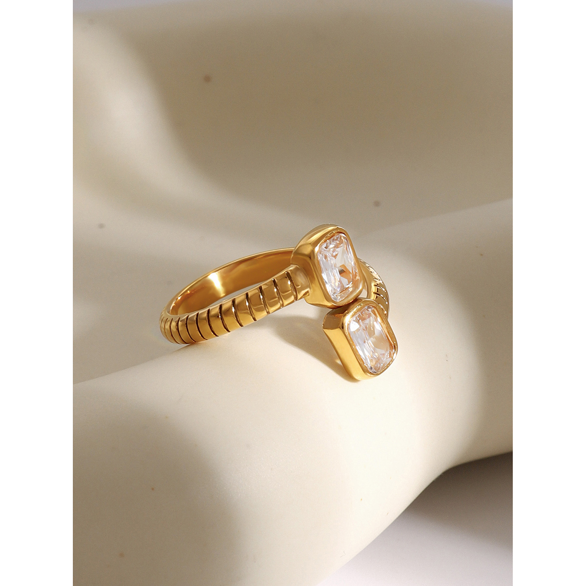304 Stainless Steel Geometric PVD Coated 18K Real Gold Plated Simple Style Classic Style Open Rings