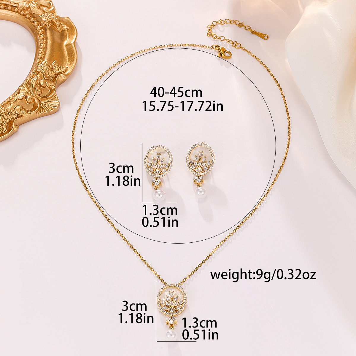 Elegant Copper Embedded Zircon Necklace And Earring Shell Set For Women Fashionable Lockbone Chain Design Jewelry Kit