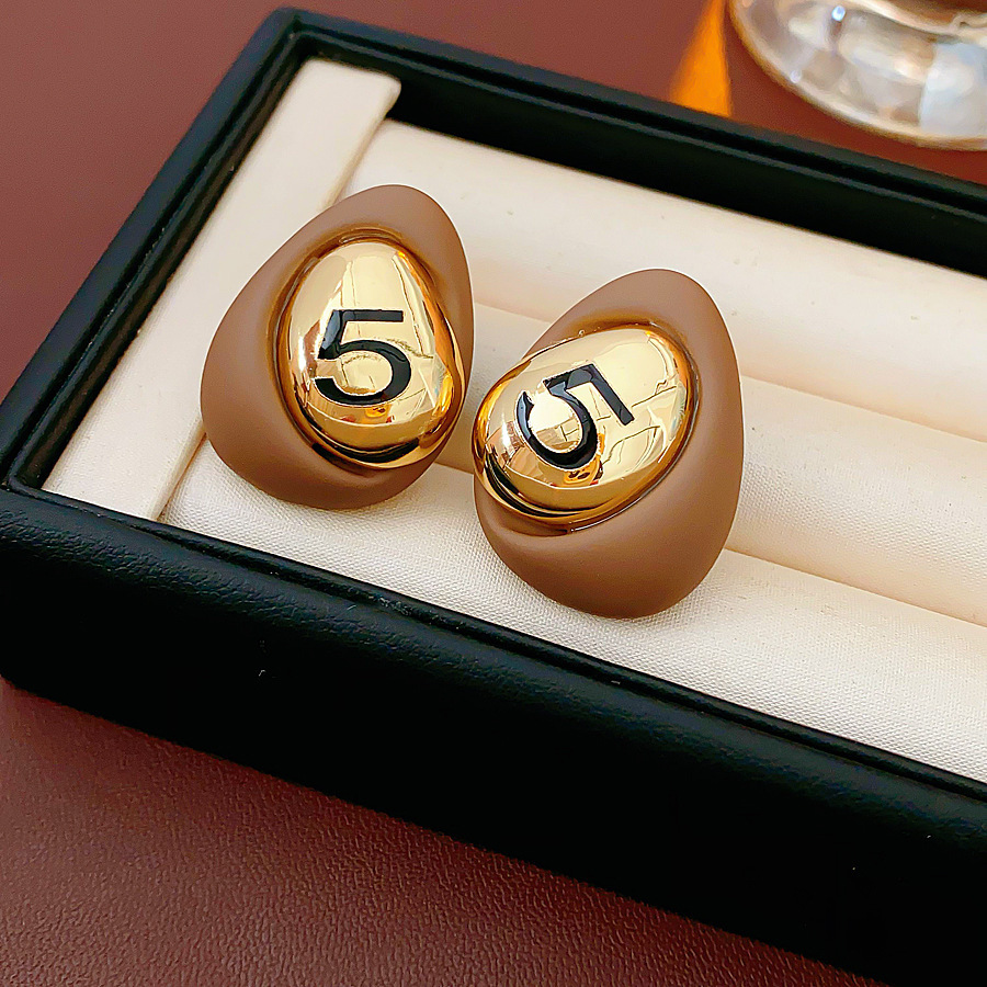 Gold Plated Digital Drop Earrings Vintage Versatile Fashionable Women's Stud Earrings Letter/Text Pattern Waterdrop Design
