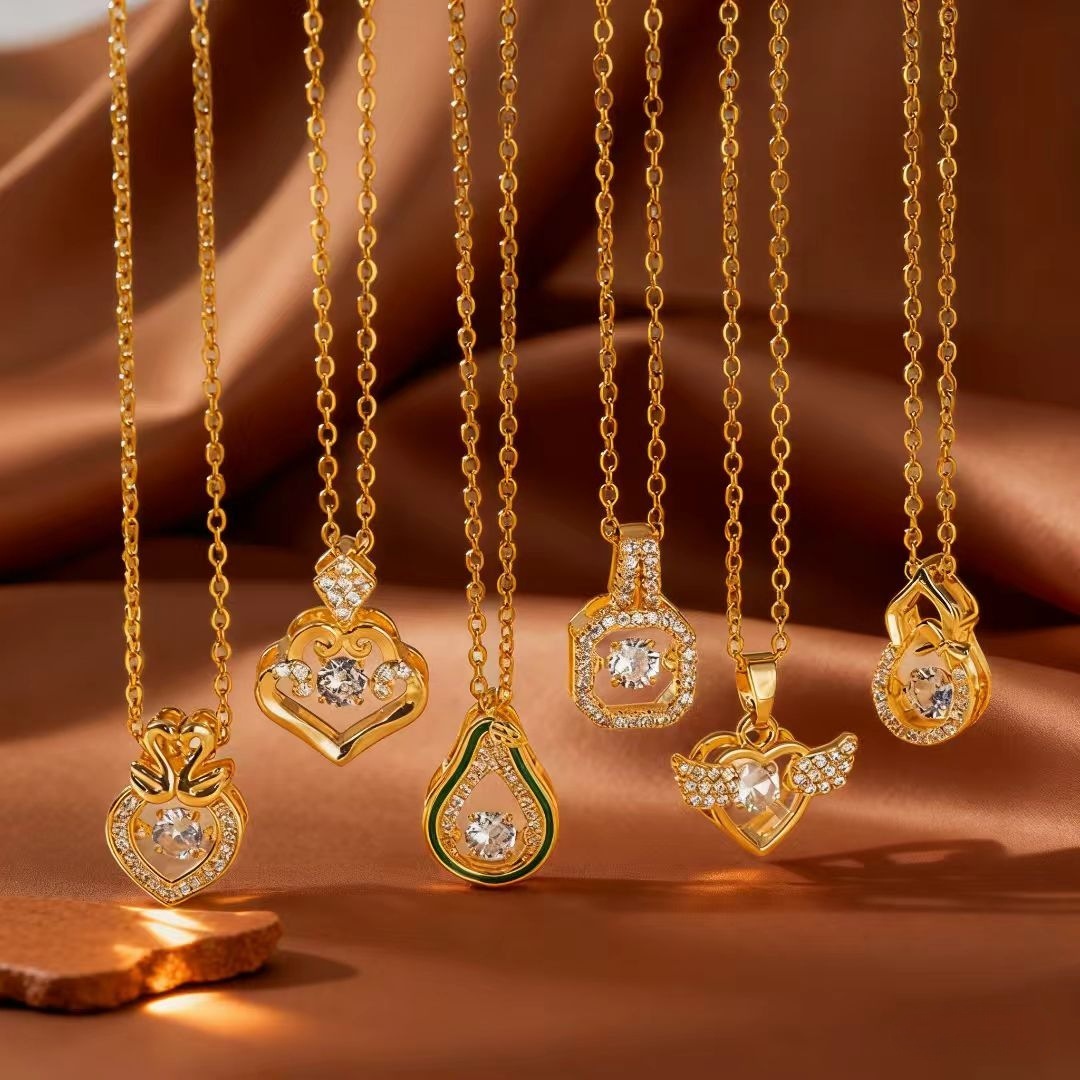 Titanium Steel Necklace For Women, Zinc Alloy Pendant, Collarbone Chain Jewelry, Rose Gold Gold Non-Fading Real Gold Plated