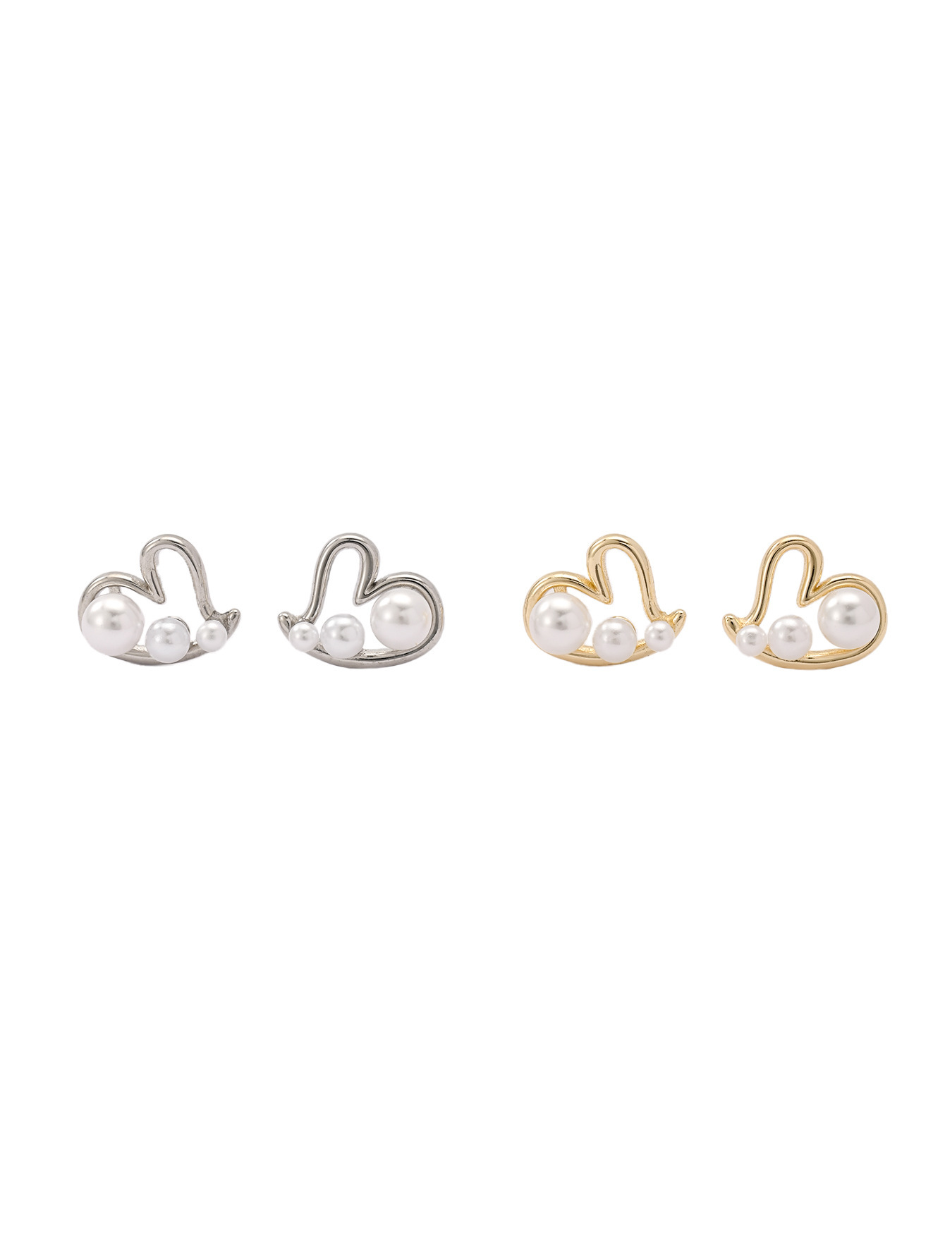 925 Sterling Silver Vintage Heart Pearl Stud Earrings Women's Trendy New Style High-End Unique Design Jewelry Accessories