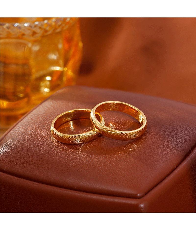 Trendy 2025 TikTok Ring Unique Design Simple Versatile Copper Plated 18K Gold Plain Band Finger Ring For Women Personality