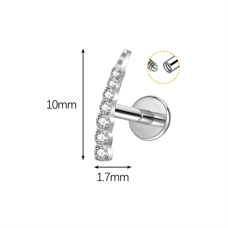 Fashion G23 Titanium Alloy Ear Lip Stud With Claw Inlaid Zircon Geometric Pattern Suitable For Men And Women Titanium Steel