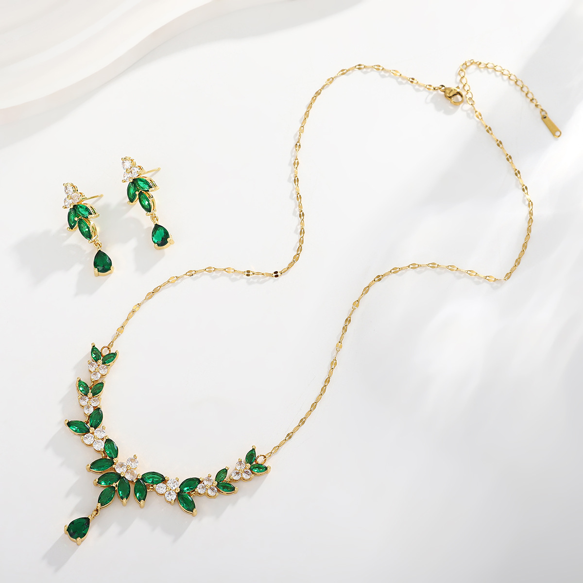 Water Droplets Copper Classic Style Earrings Necklace