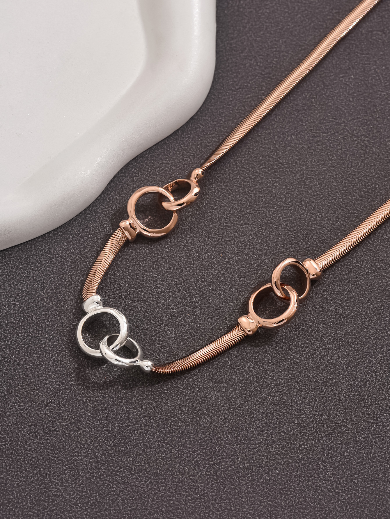 Gold Powder Necklace And Earrings Set For Women Snake Chain Color Retention Jewelry Set Popular  Styles