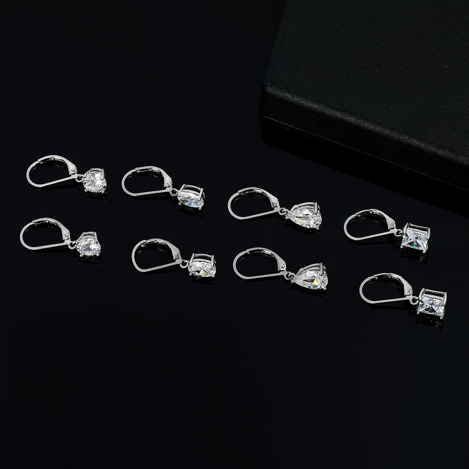 Fashion Four-Piece Copper Earring Set, Four-Prong Inlaid Zircon, Directly Shipped From Factory, Elegant Jewelry Accessories