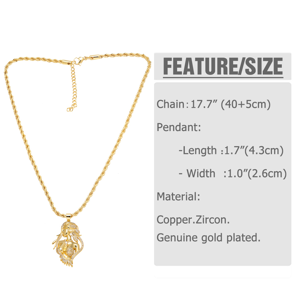 AS Jewelry Cross-Border Hot Selling Micro Pave Zircon Copper Plated 18K Gold Mermaid Pendant Necklace Clavicle Chain For Women Nkb140