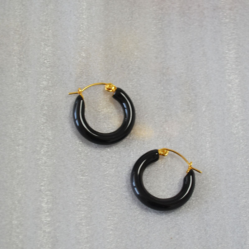 Retro Colorful Handmade Enamel Circle Earrings Women's Fashion Elegant Simple Pearl Glossy Round Shape Jewelry Accessories