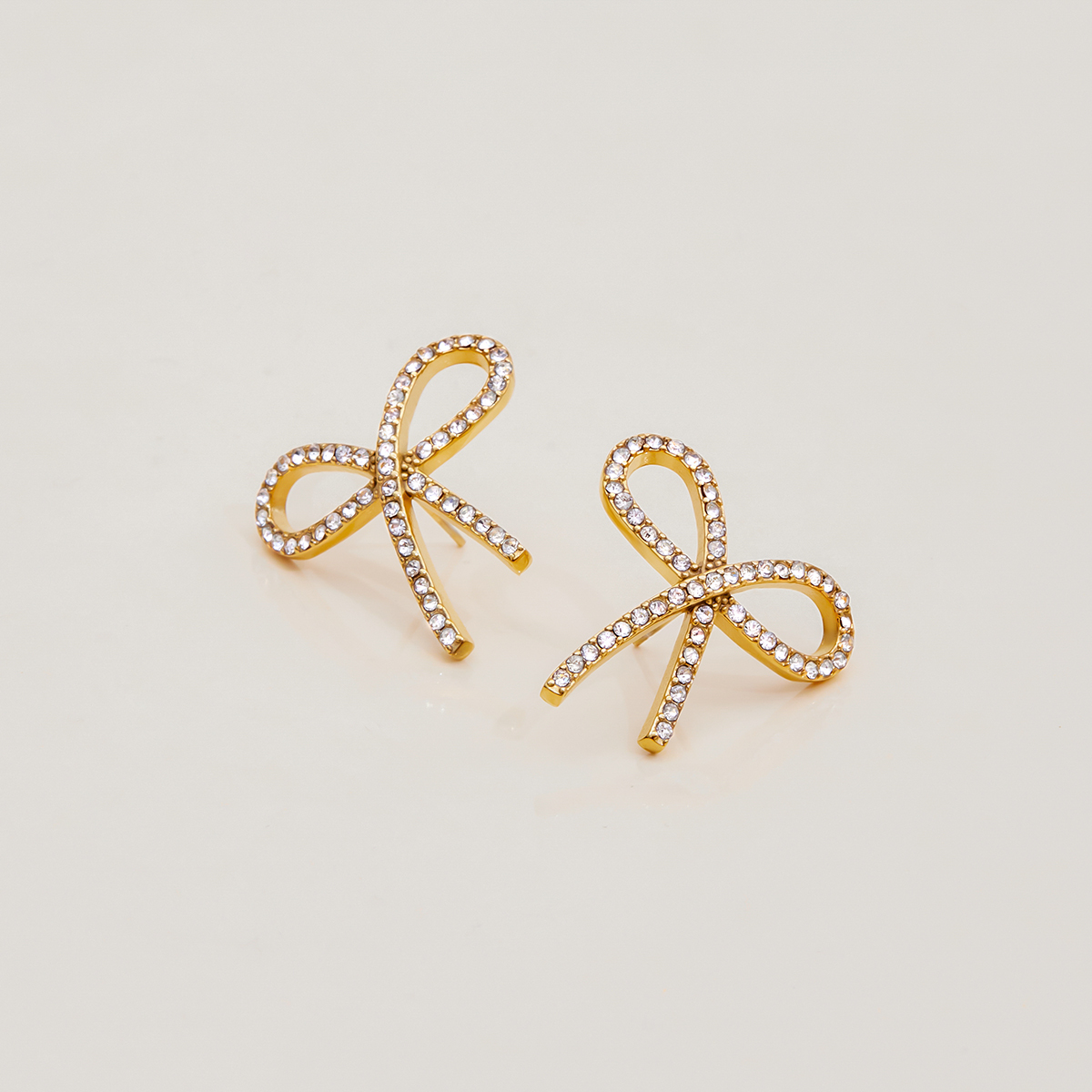 304 Stainless Steel Bow Knot PVD Coated Real Gold Plated Classic Style Waterproof Non Tarnish Earrings Ear Studs