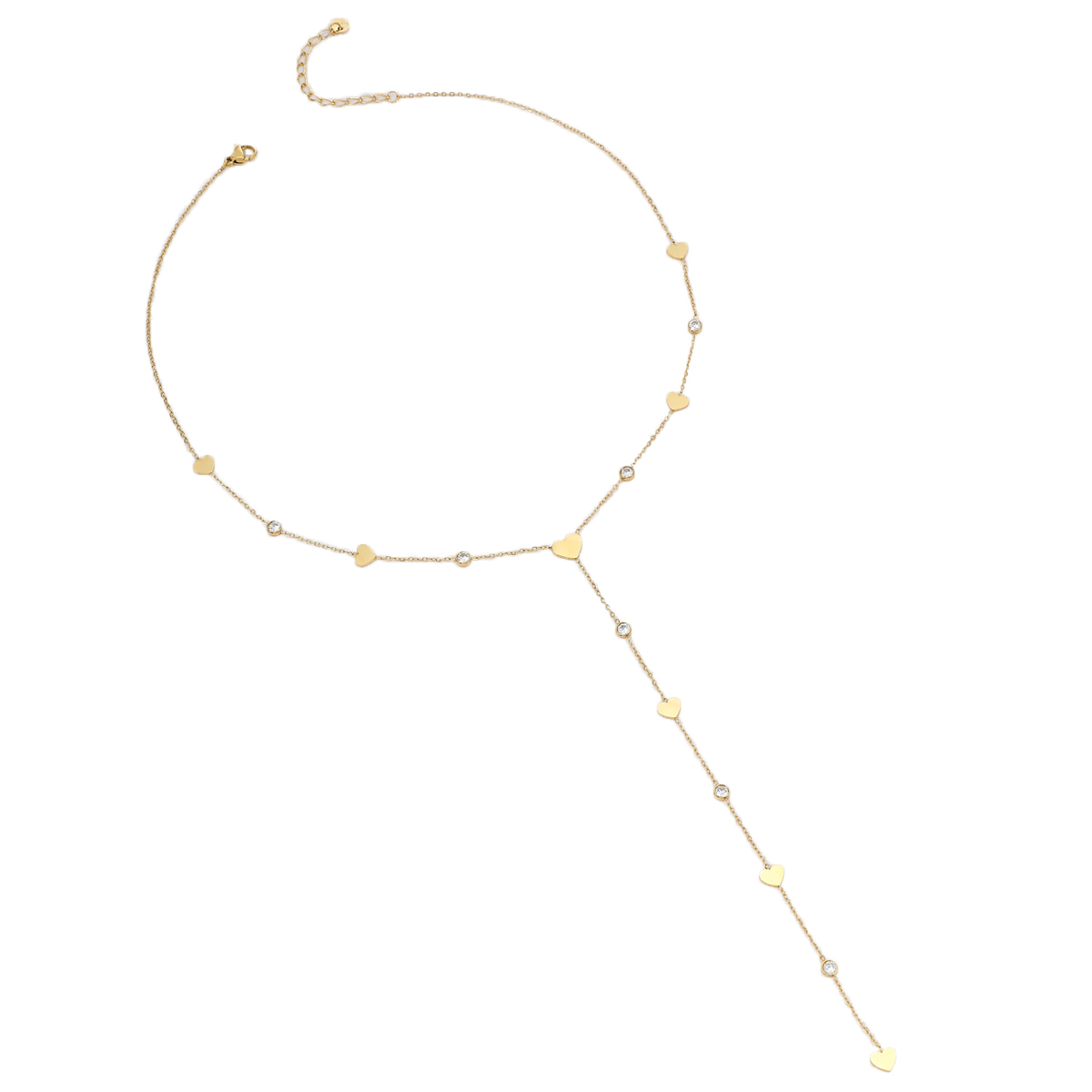 Gold Stainless Steel Waterdrop Y-Shape Tassel Necklace Women's Fashion Accessories Non-Fading Ladies Stylish Jewelry