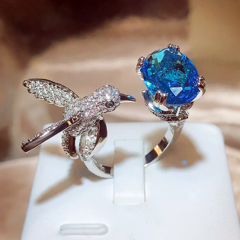 Ins Style Eagle Copper Plating Zircon Open Ring 1 Piece
