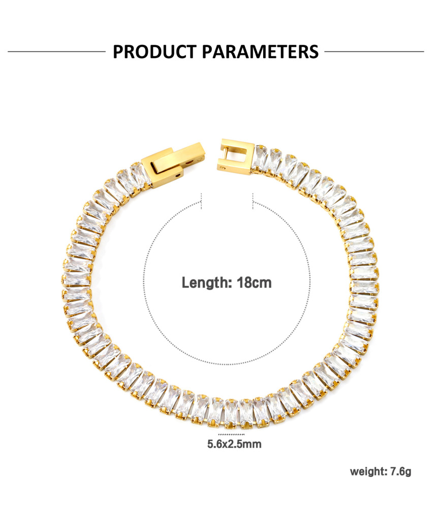 Elegant 304 Stainless Steel Gold-Plated Vacuum Plating (inside The Furnace) 18K Real Gold-Plated Tennis Bracelet Full Diamond Multi-Color Fashion Women's Watch Accessories