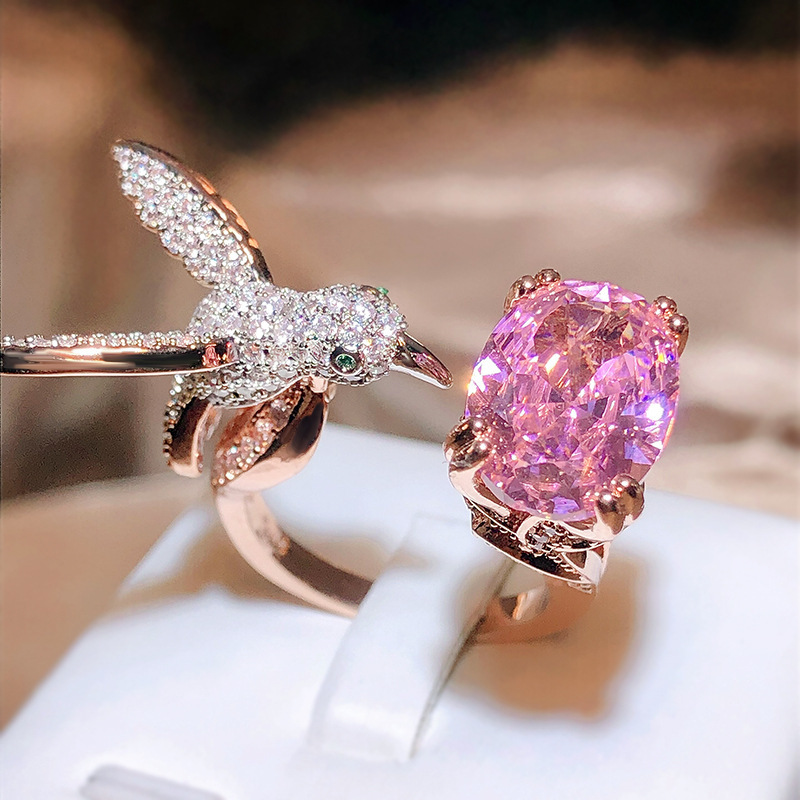 Ins Style Eagle Copper Plating Zircon Open Ring 1 Piece