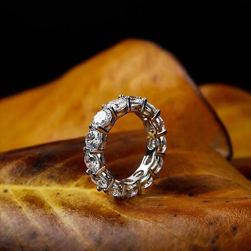0.2ct 0.5ct Moissanite Row Ring Geometric White Gold Plated Moissanite Row Ring