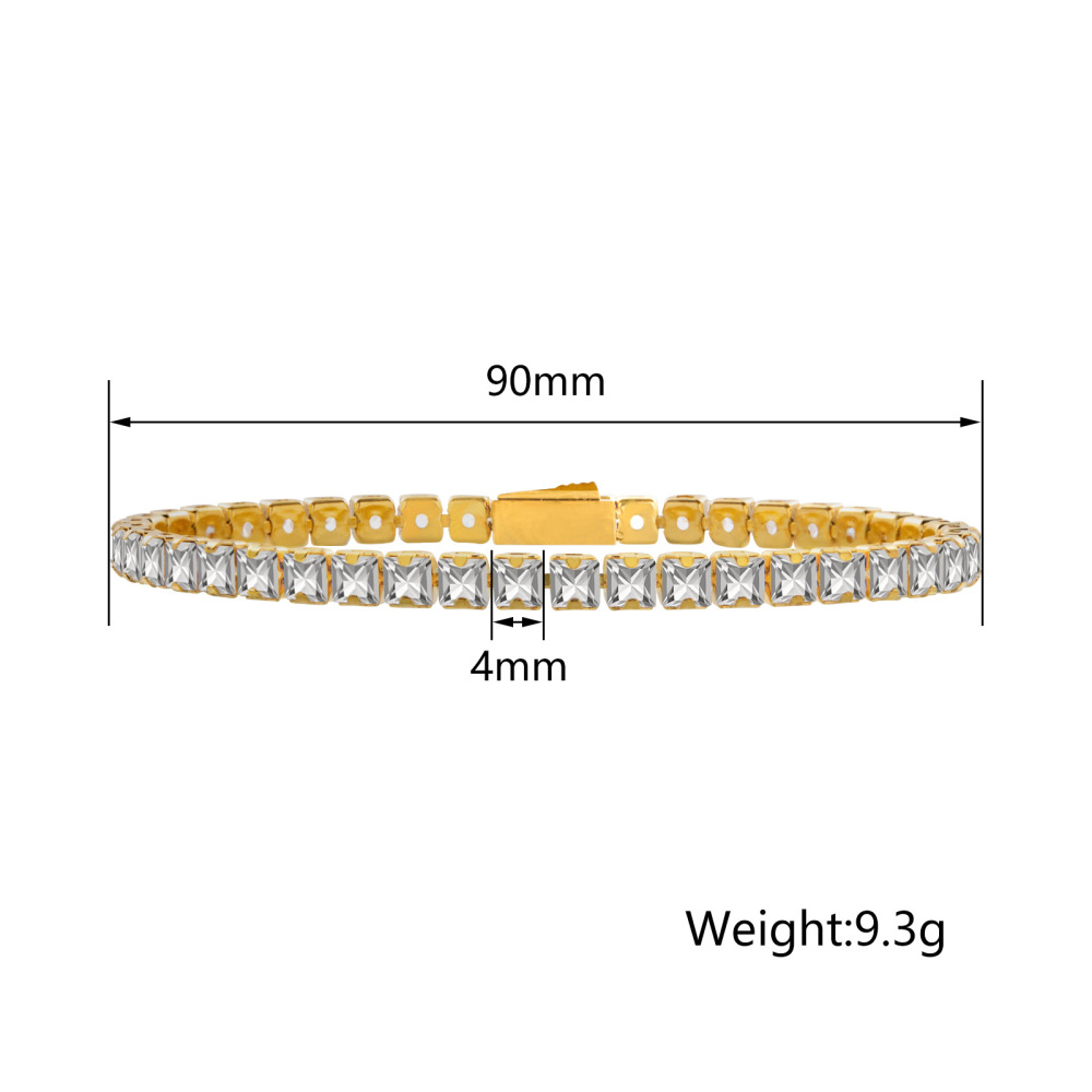 Fashion Stainless Steel Square Zircon Tennis Chain Bracelet Unisex Fashion Accessories Geometric Pattern Personalized Design