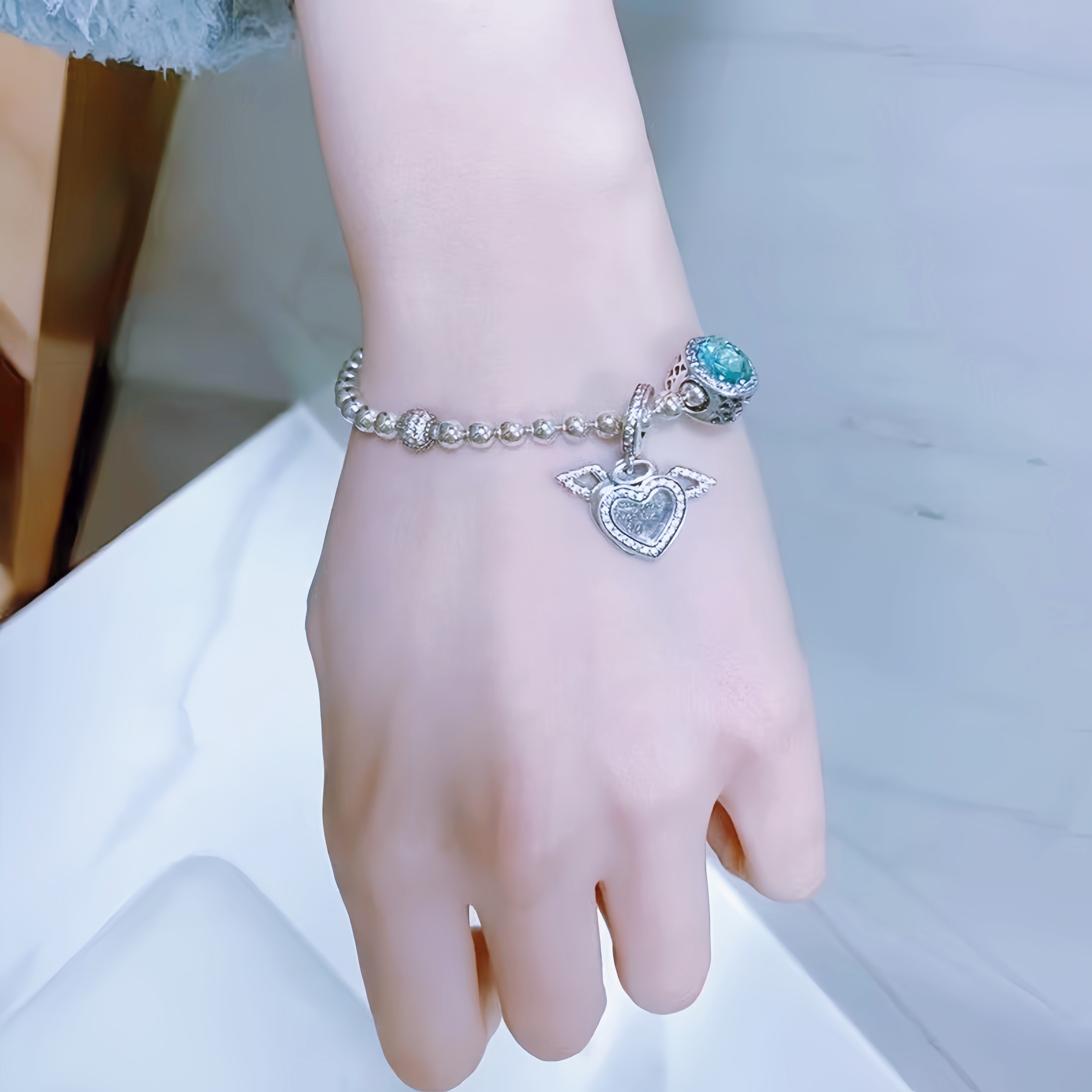 Pink Heart Bracelet Silver Gift Fashion Luxury Elegant Romantic Sweet Simple Style Birthday Date Hot Pendant