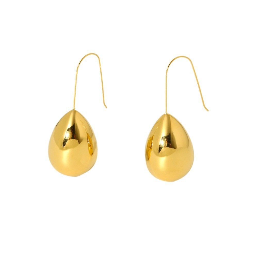 High Polish Waterdrop Shaped Earrings Stainless Steel 18K Gold Plated Waterproof Elegant Fashionable Women's Jewelry Accessories