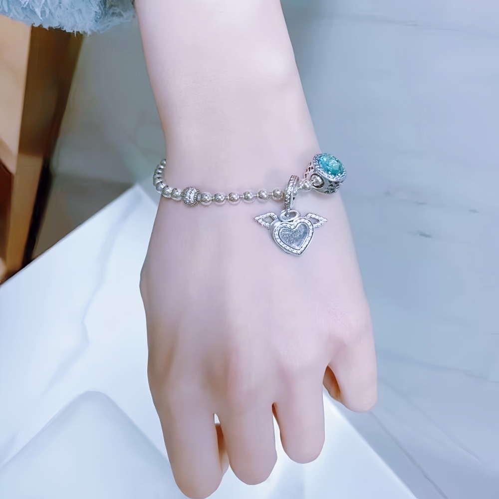 Pink Heart Bracelet Silver Gift Fashion Luxury Elegant Romantic Sweet Simple Style Birthday Date Hot Pendant