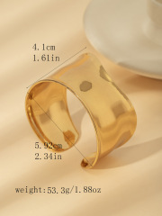 Stainless Steel Electroplated 18k Gold Wide Smooth Open Bracelet Style