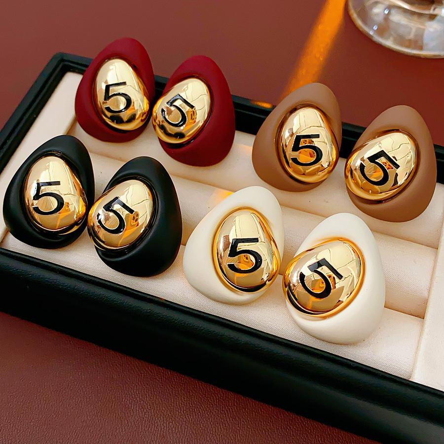Gold Plated Digital Drop Earrings Vintage Versatile Fashionable Women's Stud Earrings Letter/Text Pattern Waterdrop Design