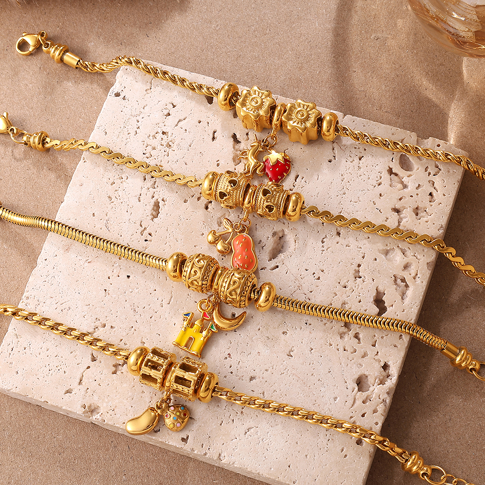 Amazon Cross-Border Fashion INS Style DIY Various Pendant Bracelet Non-Fading 18K Gold Plated Light Luxury Bracelet Jewelry
