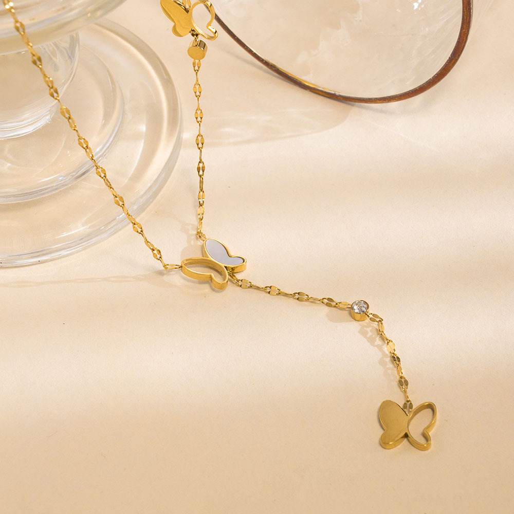 Butterfly Necklace Stainless Steel Women's Jewelry Accessories Animal Zodiac Pattern Choker