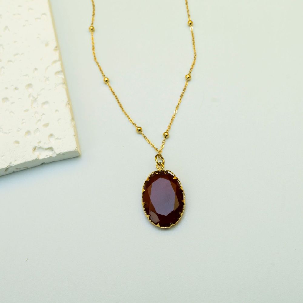 Luxury Handmade Natural Stone Gold Plated Stainless Steel 14K Necklace Ladies Casual Elegant Ins Style Jewelry Accessories