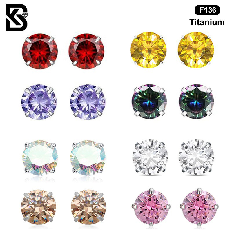Titanium Alloy Lip Studs Earrings Belly Button Nose Studs External Tooth Screw Piercing Accessories With 5A Zirconia Stones