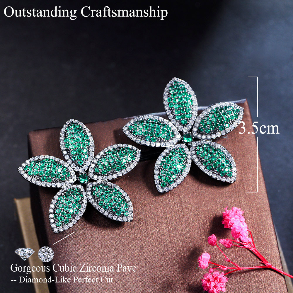 Copper Tropical Plated Artificial Gemstones Rhodium Plated Elegant Classical Plating Inlay Red Green Blue Ear Studs