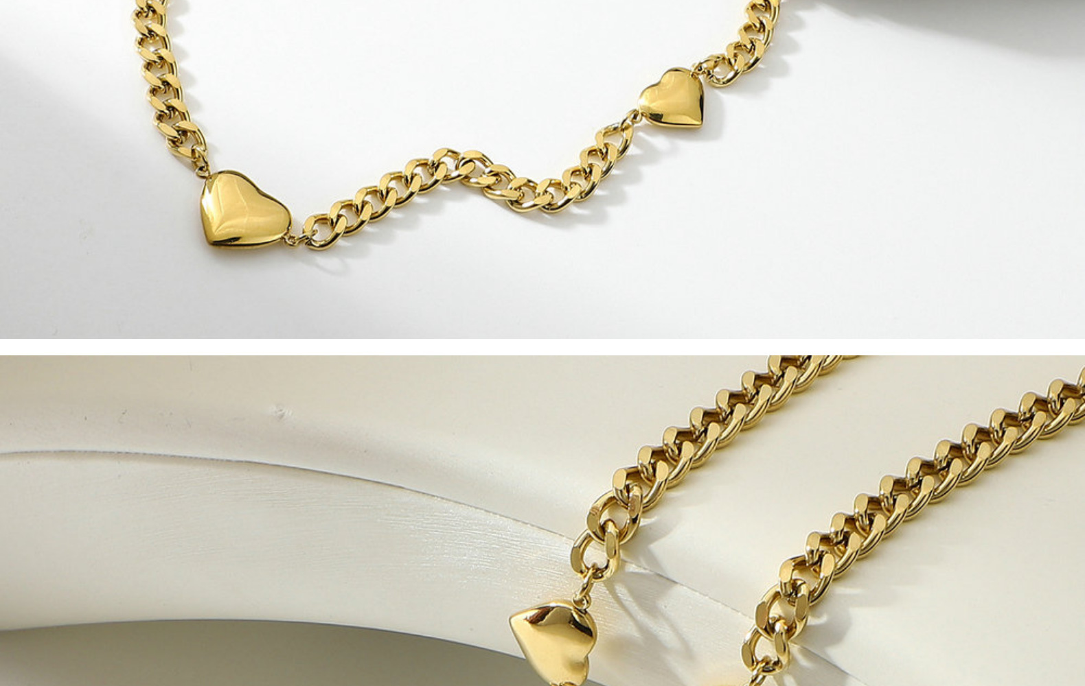 Fashion Heart 14k Gold Stainless Steel Necklace