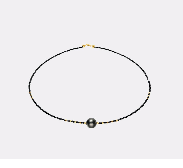 New Black Sharp Crystal Pearl Pendant Necklace Luxury Minimalist Lockbone Chain U-Shape Geometric Design Handmade Jewelry For Women