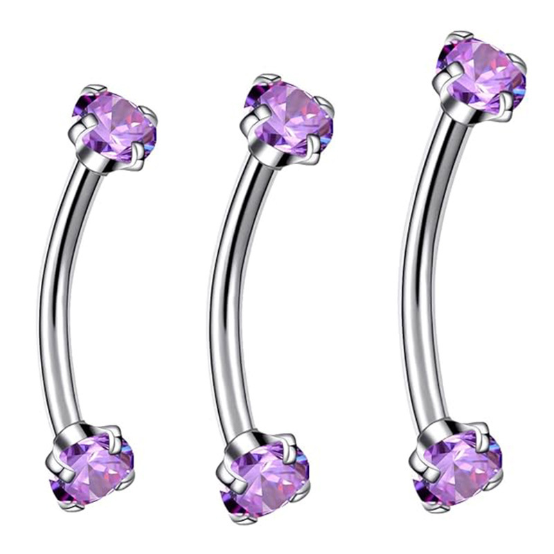 Fashion Titanium Metal Round Shiny Zircon Eyebrow Ring Body Piercing Jewelry Geometric Pattern Unisex Shiny Piercing Accessories