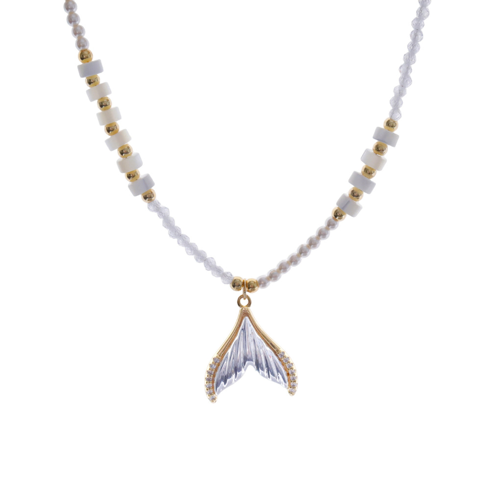 Summer Luxury Abalone Shell Necklace French Fish Tail Pendant Adjustable High-End Elegant Beads Necklace Women Fashion Accessories