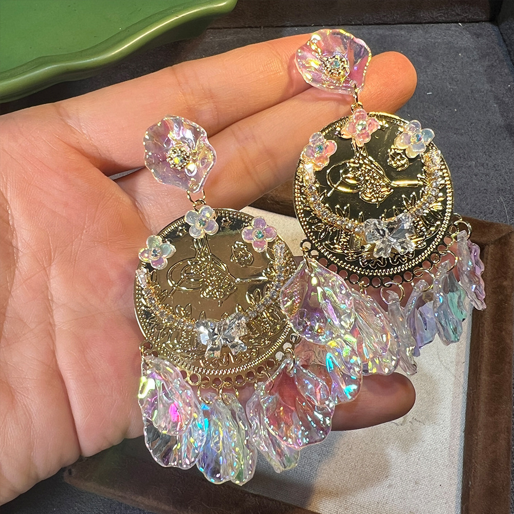 Elegant S925 Tassel Earrings Chinese Style Shell Embedded French Vintage Star Crafted Women Fashion Jewelry Accessories