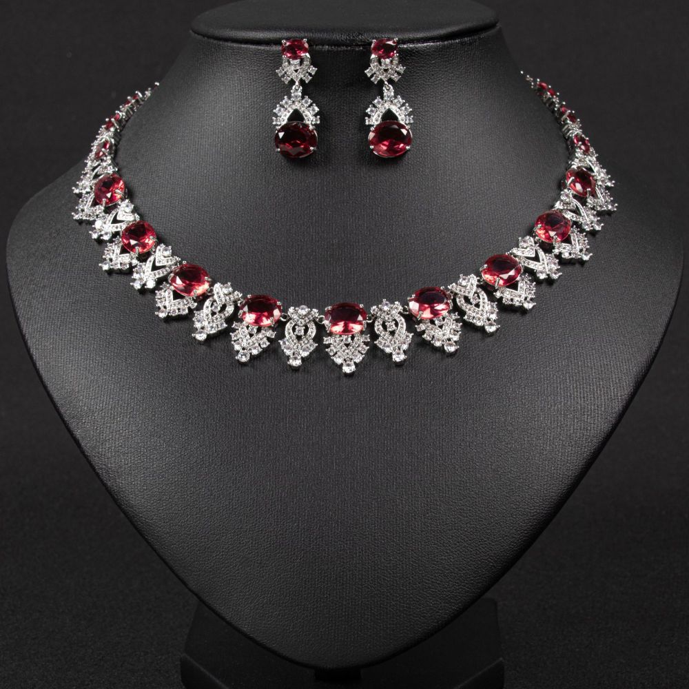 Luxurious Bridal Jewelry Set Copper Inlaid 3A Zircon Necklace Women's Unique Design Sensation  Style Accessories