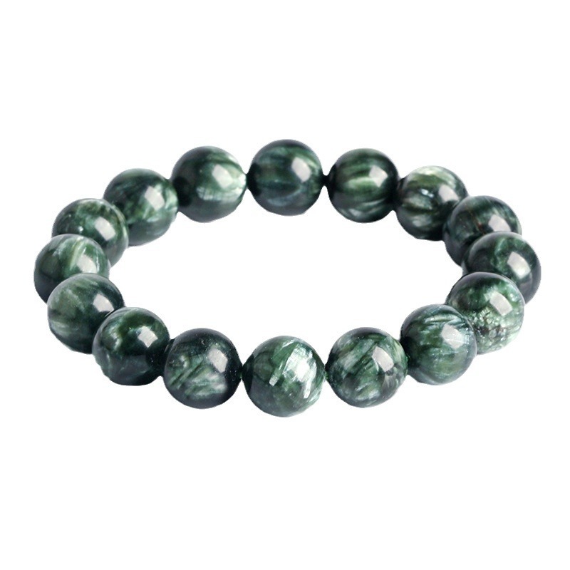 Natural Green Dragon Crystal Bracelet Collectible Grade Dark Green Dragon Crystal Attracting Pattern Green Clay Stone Unisex Jewelry