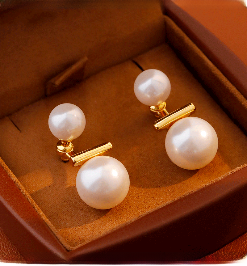 Elegant Two-Way Wear Pearl Stud Earrings Versatile Fashionable Retro French Style Women's Jewelry Accessories