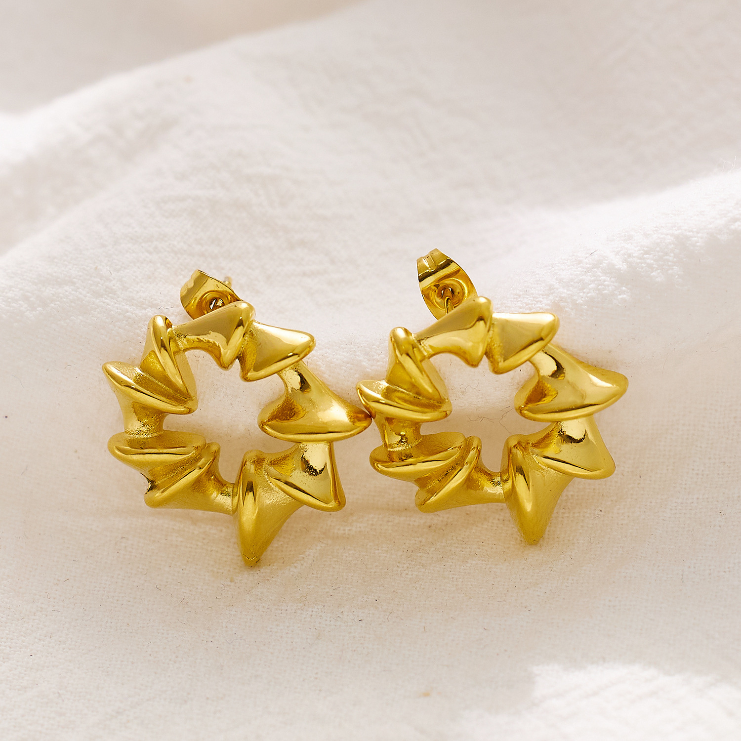 Titanium Steel Spiral Geometric Earrings Jewelry Accessories For Women Rose Gold Plated