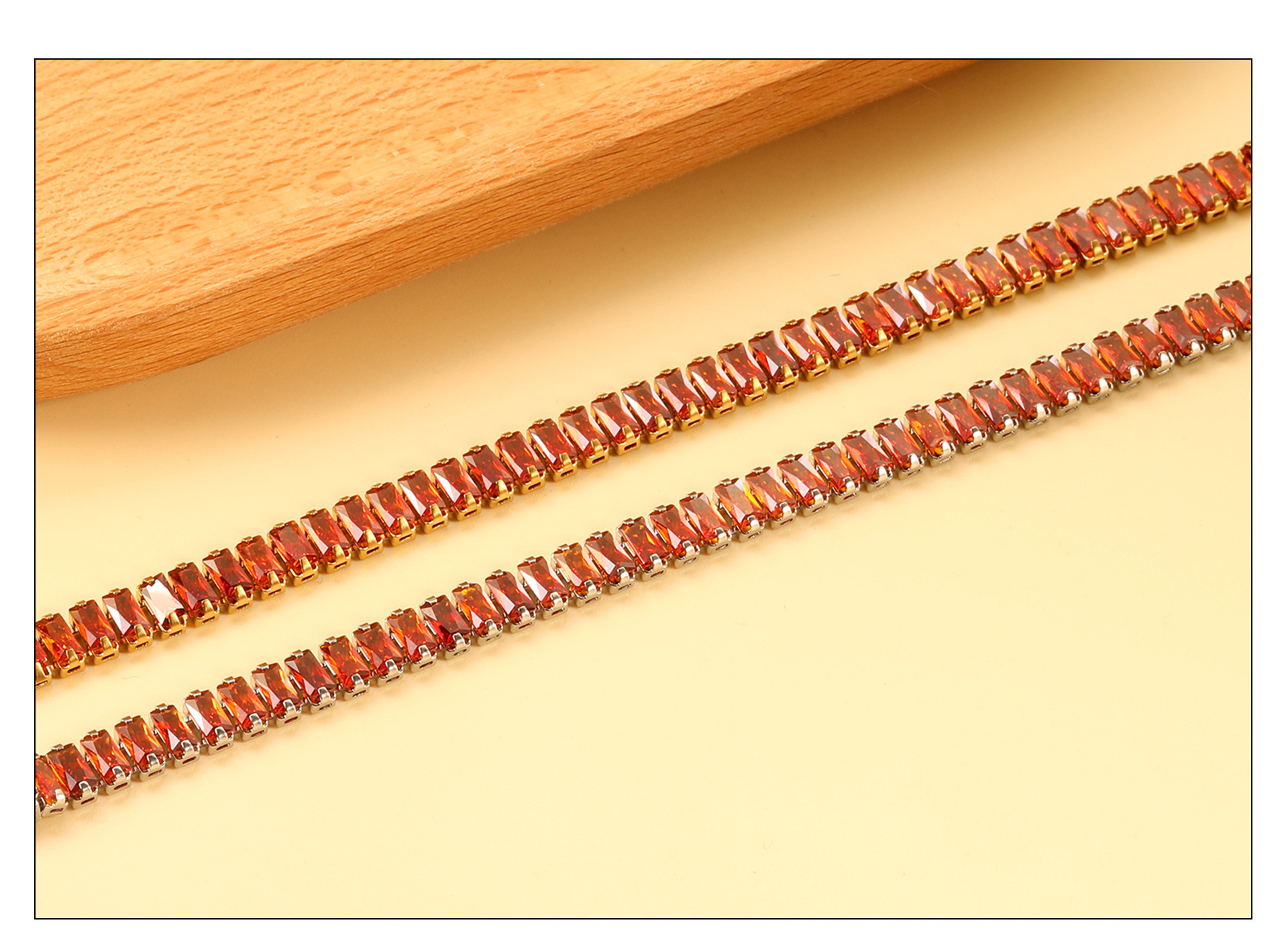 Elegant 304 Stainless Steel Gold-Plated Vacuum Plating (inside The Furnace) 18K Real Gold-Plated Tennis Bracelet Full Diamond Multi-Color Fashion Women's Watch Accessories