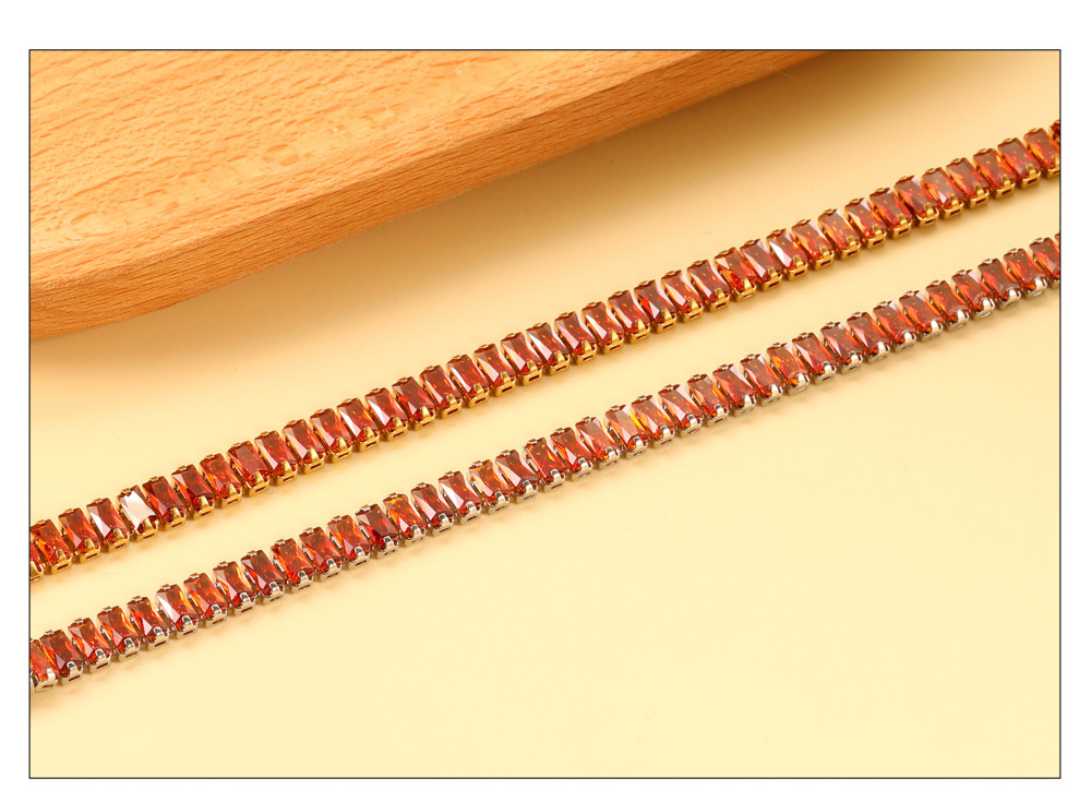 Elegant 304 Stainless Steel Gold-Plated Vacuum Plating (inside The Furnace) 18K Real Gold-Plated Tennis Bracelet Full Diamond Multi-Color Fashion Women's Watch Accessories