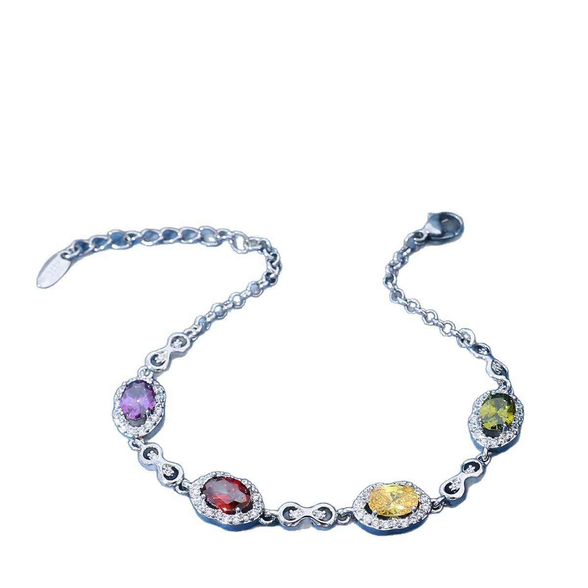 Luxury Colorful Zircon Bracelet Women's Fashion Crystal Jewelry Geometric Pattern Anniversary Celebration Oval Shape Diamond