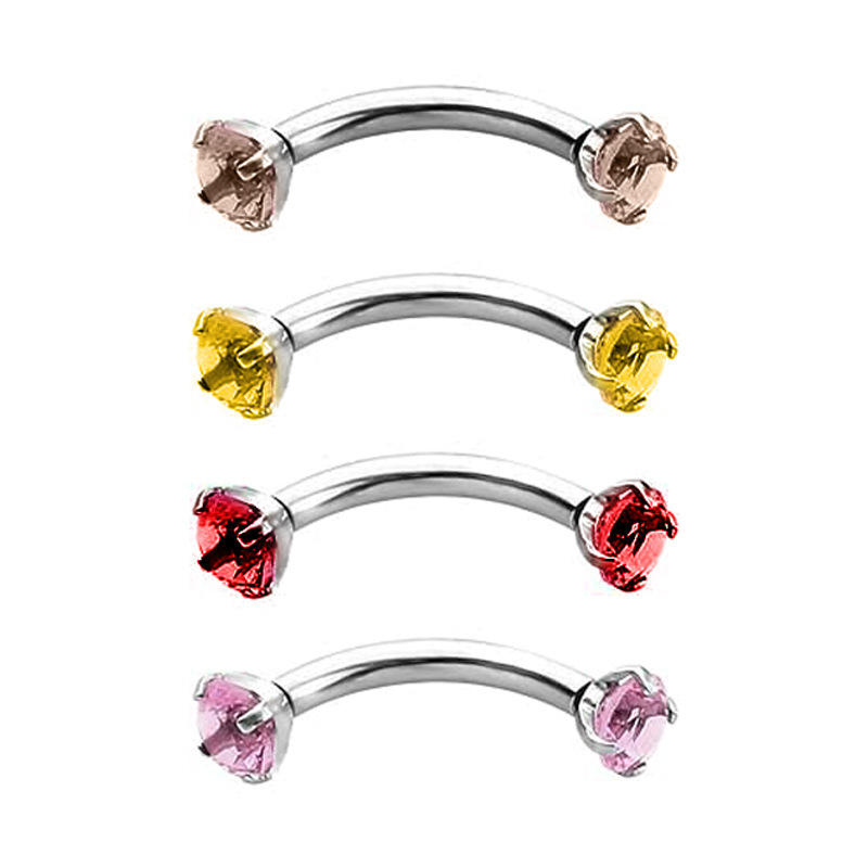 Fashion Titanium Metal Round Shiny Zircon Eyebrow Ring Body Piercing Jewelry Geometric Pattern Unisex Shiny Piercing Accessories