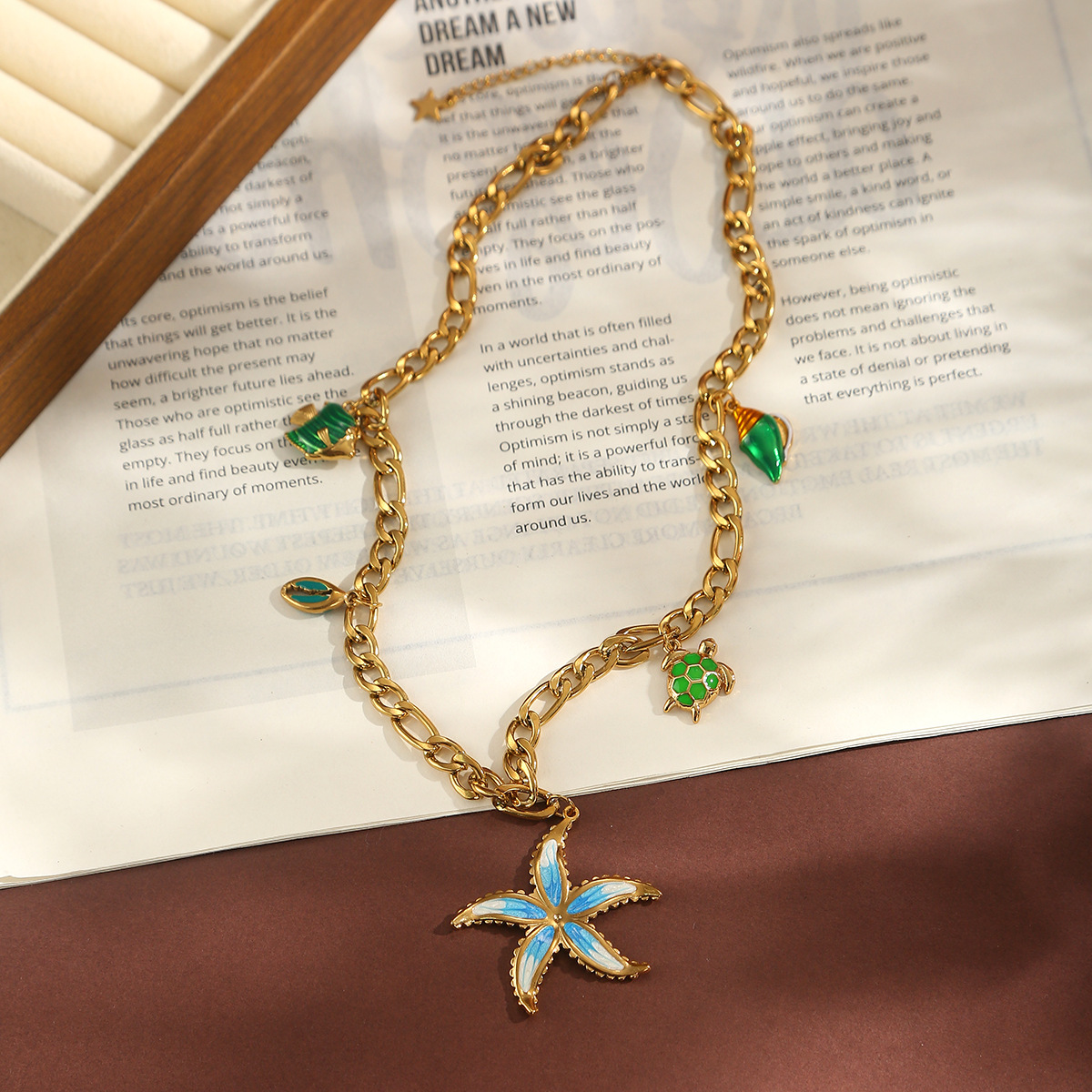 Women's 304 Stainless Steel Necklace Pendant Turtle Design Luxurious Savings Jewelry Set Starfish Pendant Light Geometric Pattern INS Style Multi Pendant Necklace
