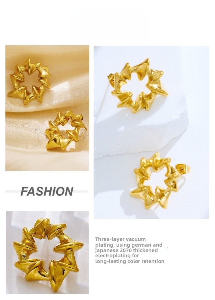 Titanium Steel Spiral Geometric Earrings Jewelry Accessories For Women Rose Gold Plated