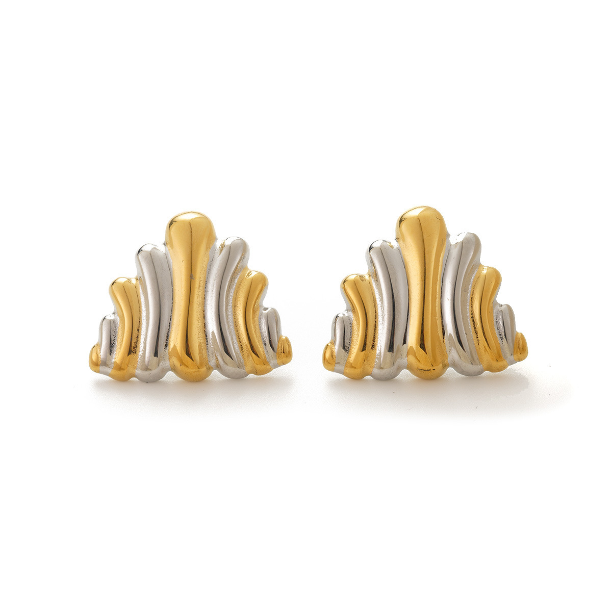 Trendy Stainless Steel Titanium Plated Color Block Circle Earrings Geometric Pattern Women's Casual Style Hoop Earrings