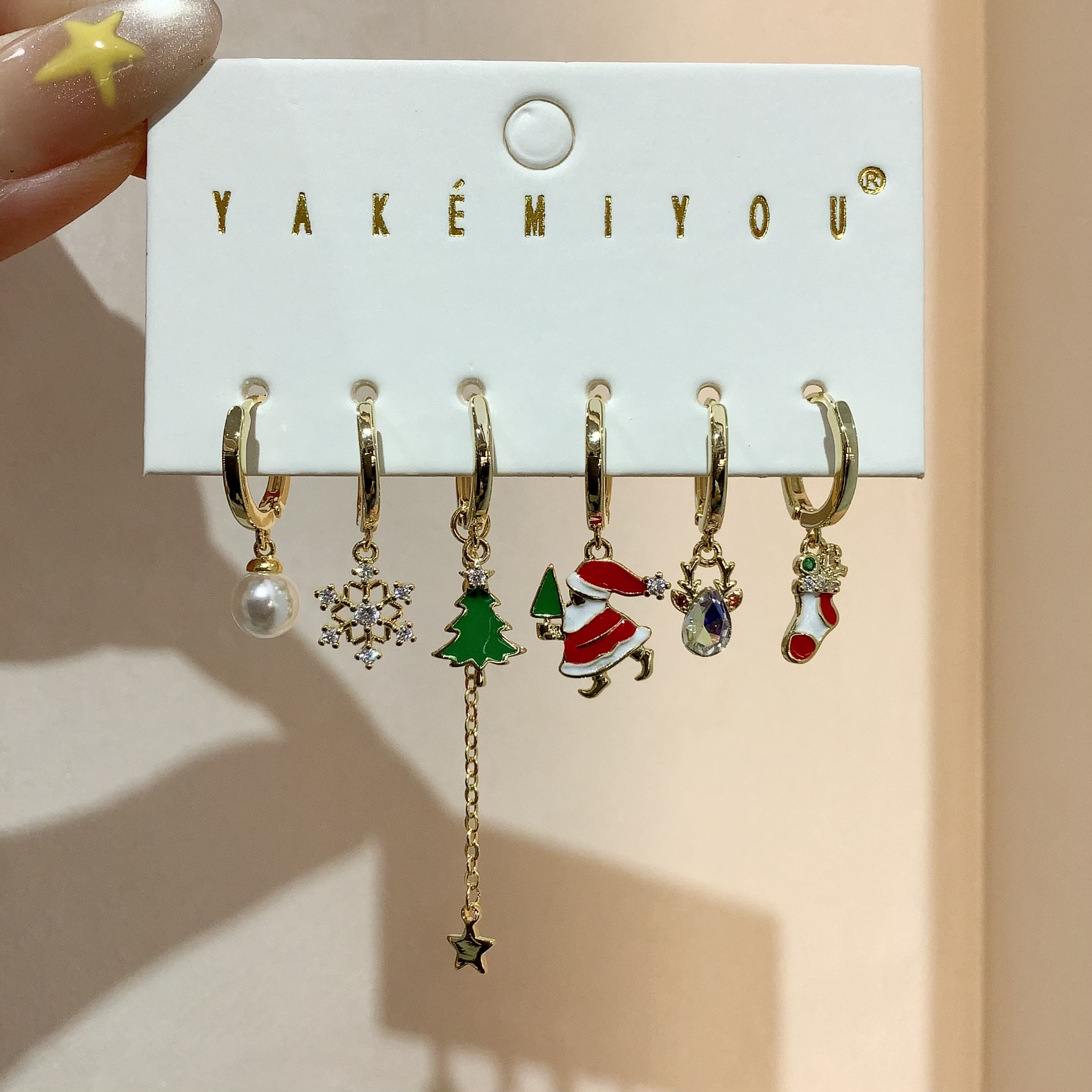 Christmas Series Copper Plated 14K Gold Embedded Zirconia Pearl Tear Drop Earrings Set For Women Cute Romantic Shiny Polished