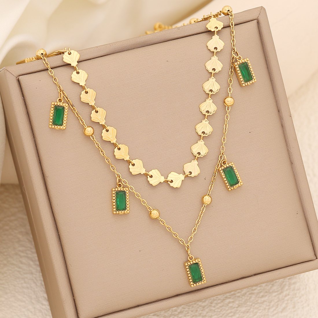 Ion Plating (IP) Real Gold Plated Devil's Eye Star 304 Stainless Steel Elegant Classic Style Waterproof Non Tarnish 304 Stainless Steel Double Layer Necklaces