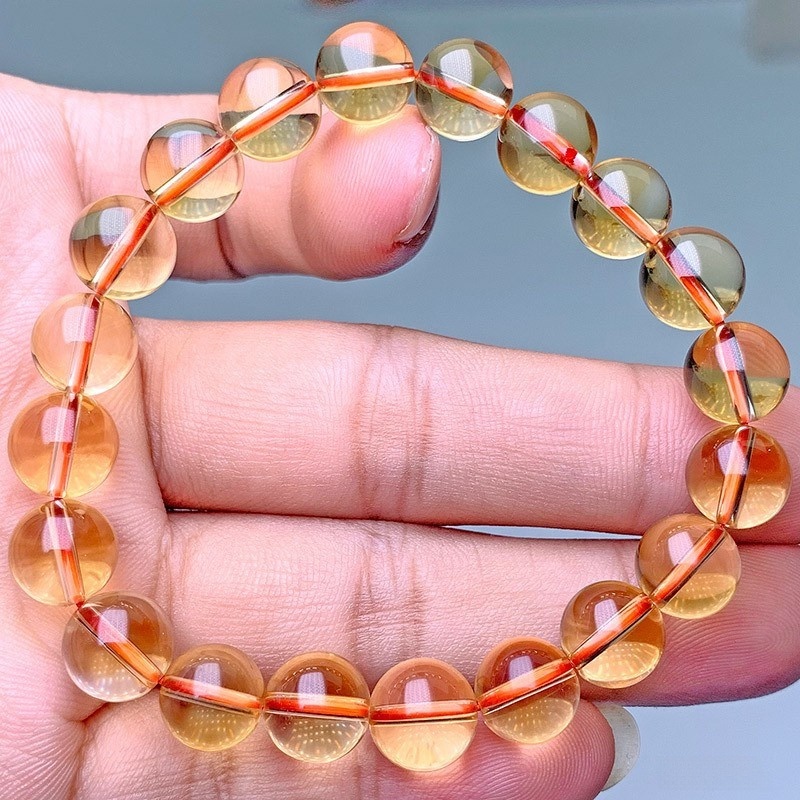 Natural Brazilian Deep Yellow Crystal Bracelet Women's Fashion Gemstone Jewelry Handmade Geometric Design Polished Finish