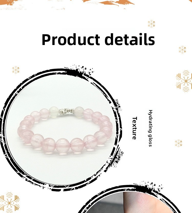 Natural Pink Crystal Bracelet 925 Silver Liquefied Silver Bracelet New Chinese Sweet Style Bracelet Crystal Jewelry Accessories